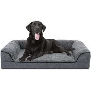 Bolster Washable Dog Beds for Large Dogs, 7 Inch Thicken Orthopedic Sofa Foam
